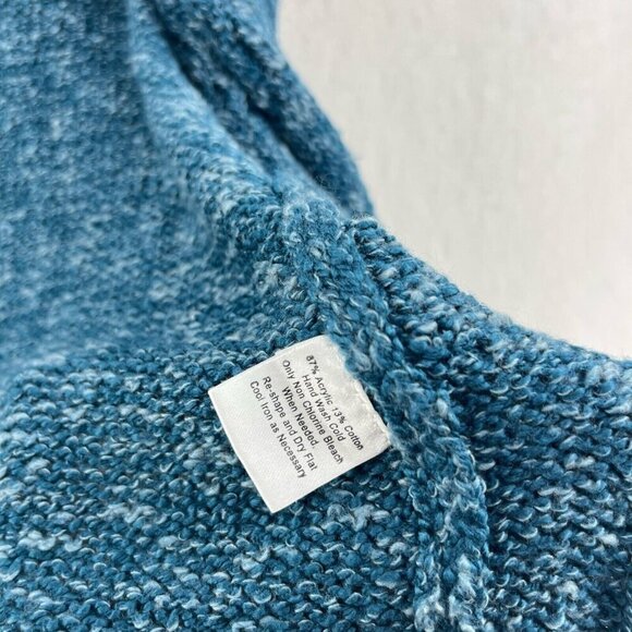 WindiRiver Cardigan Women's S Blue Heathered Cable Knit Open Front Ribbed Trim - Picture 11 of 12